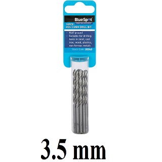 BlueSpot Metal HSS Metric Drill Bits set 10pc Packs 3.5mm x 70mm